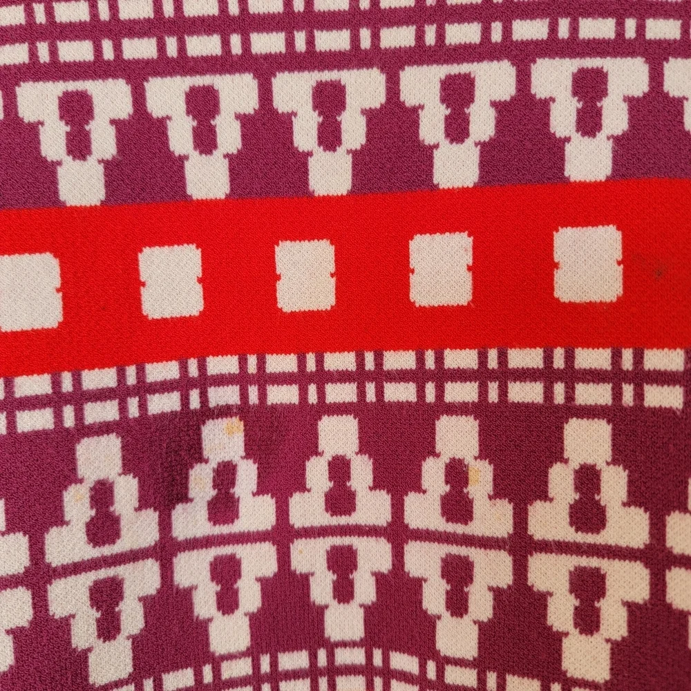 Colorful Patterned Cropped Sweater Top - Red, Purple & Orange